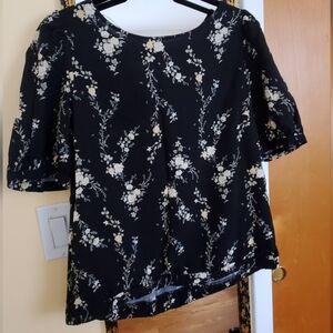 C&C California Black Floral Blouse